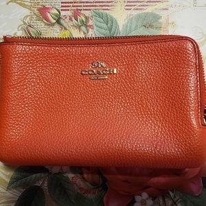 Coach double zip clutch